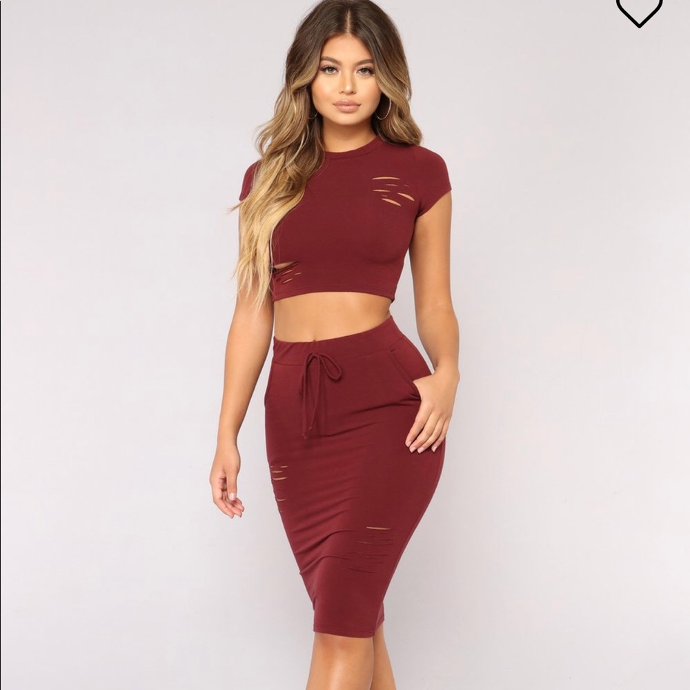 Fashion Nova casual Lover SET skirt & shirt.
